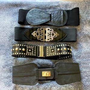 Wide High Waisted Belt Set - Pack of 4